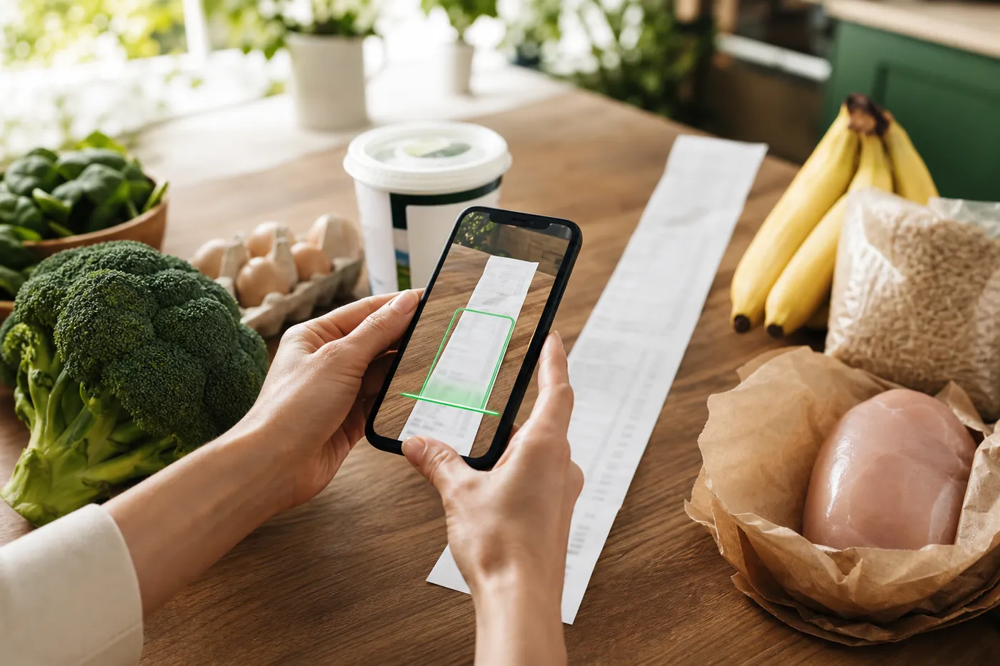 Scanning a supermarket receipt with the FitMunch app